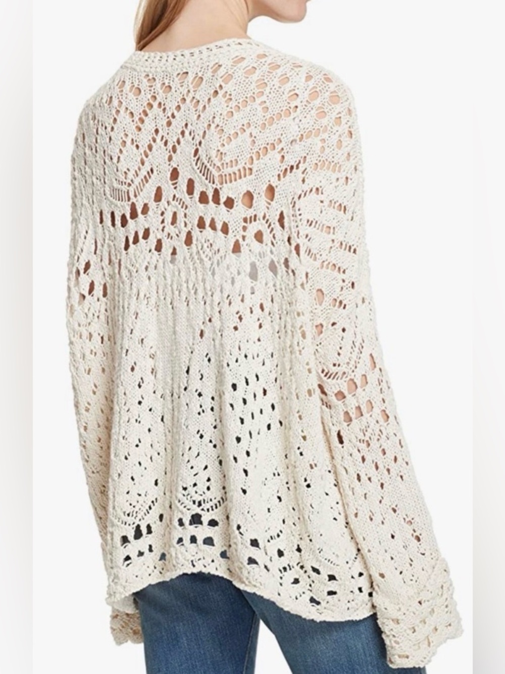 FREE PEOPLE "Traveling" Crochet Knit Sweater - Oversized - XL - Picture 2 of 9